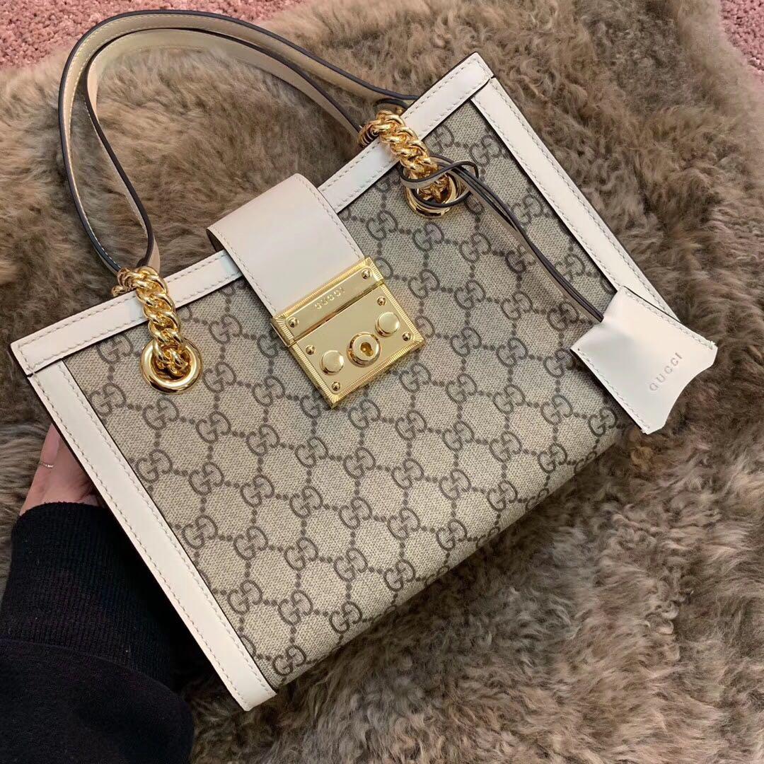 Original Copy Gucci Padlock Medium GG Shoulder Bag White 479197