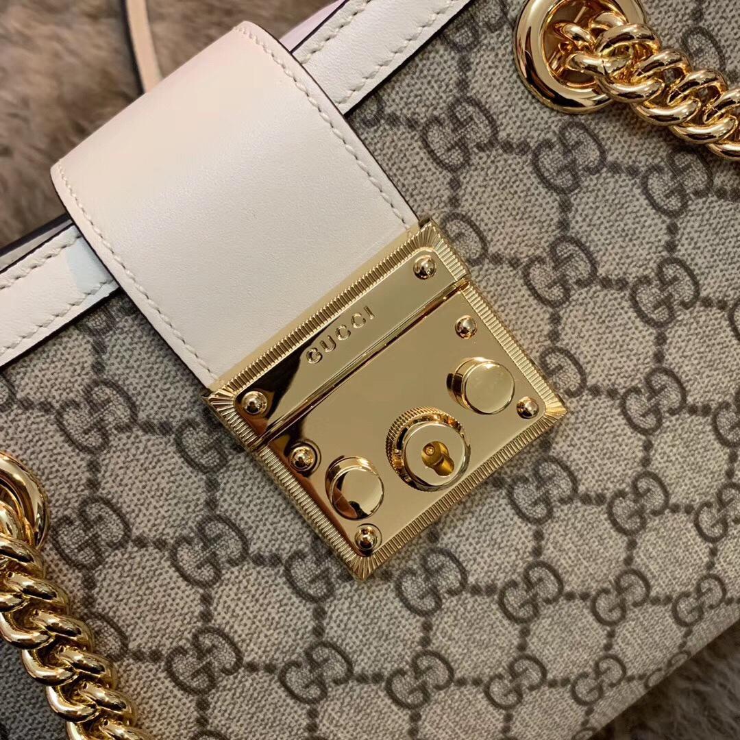 Original Copy Gucci Padlock Medium GG Shoulder Bag White 479197