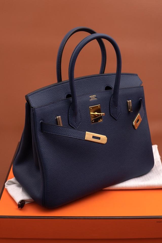 Original Copy Hermes Birkin 35cm Handbag Blue with Gold