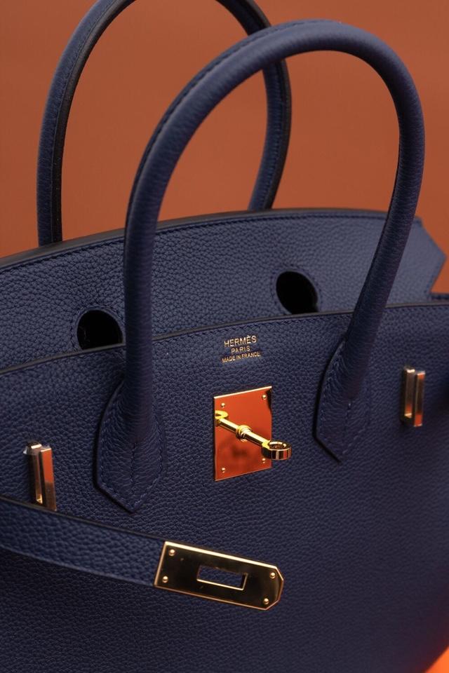 Original Copy Hermes Birkin 35cm Handbag Blue with Gold