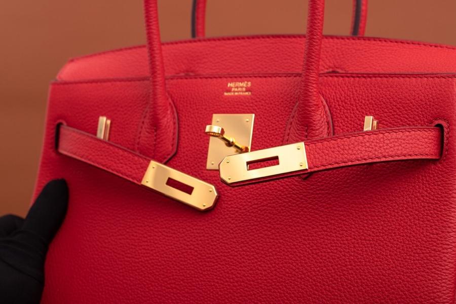 Original Copy Hermes Birkin 35cm Handbag Red with Gold