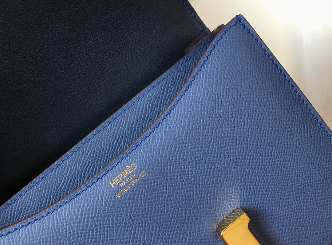 Original Copy Hermes Constance Shoulder Bag Dark Blue With Gold 23cm and 18cm