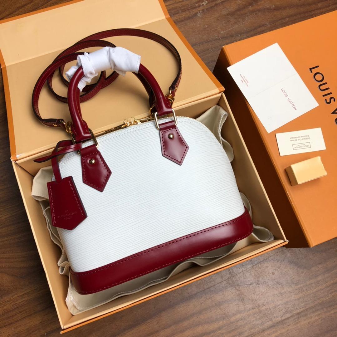 Original Copy Louis Vuitton Alma PM Epi Leather White and Red