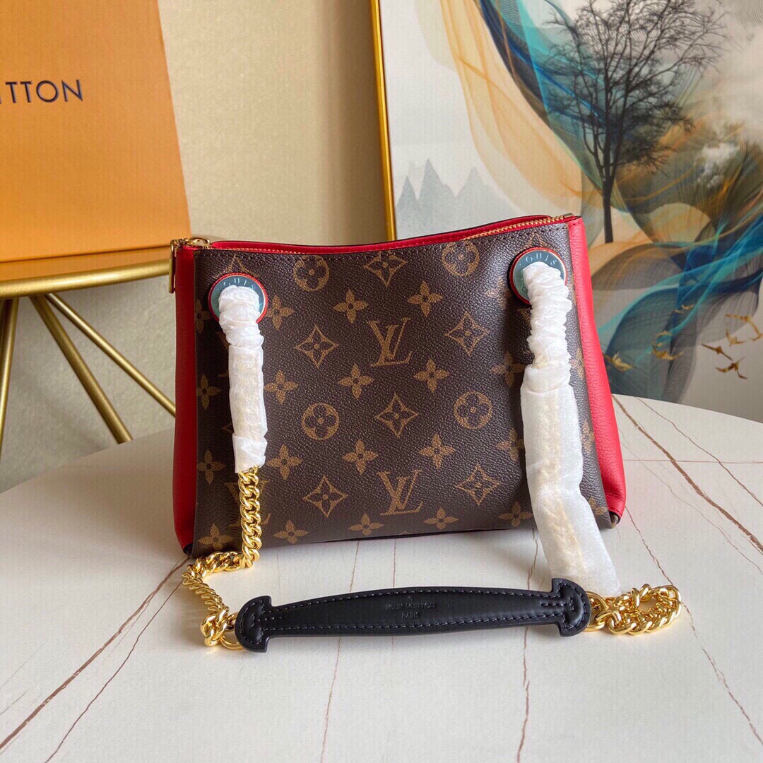 Original Copy Louis Vuitton M43776  Surene BB Monogram Coated Canvas and Grained Calf Leather Cherry