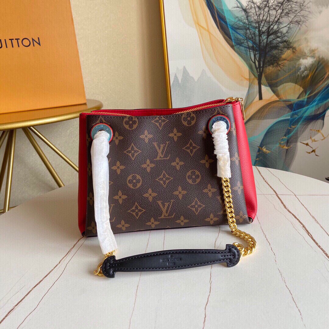 Original Copy Louis Vuitton M43776  Surene BB Monogram Coated Canvas and Grained Calf Leather Cherry