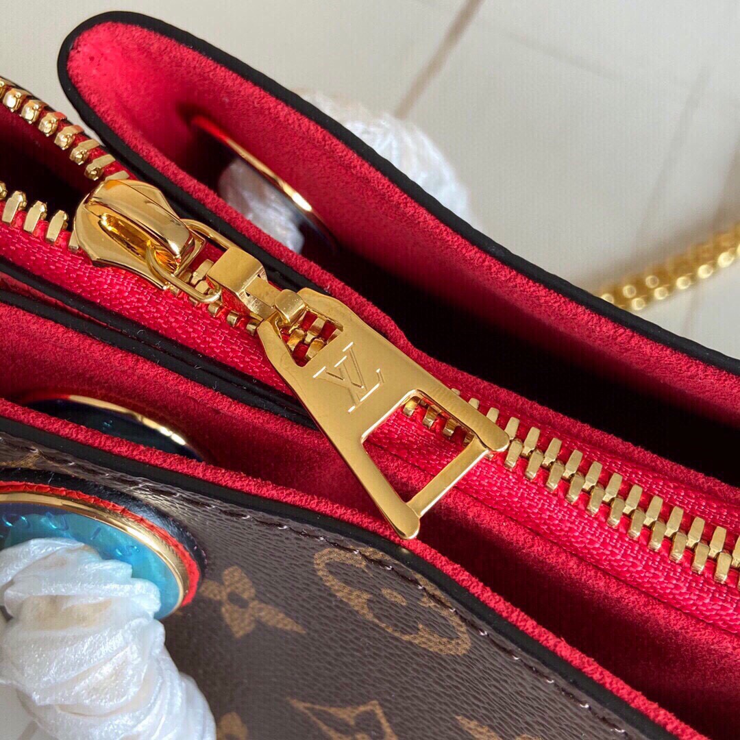 Original Copy Louis Vuitton M43776  Surene BB Monogram Coated Canvas and Grained Calf Leather Cherry