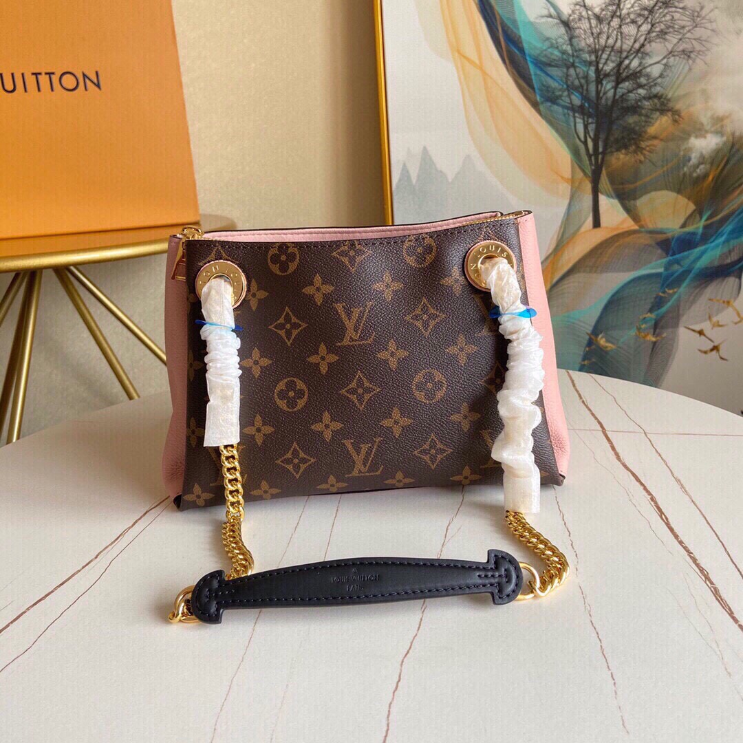 Original Copy Louis Vuitton M43777 Surene BB Monogram Coated Canvas and Grained Calf Leather Rose Poudre