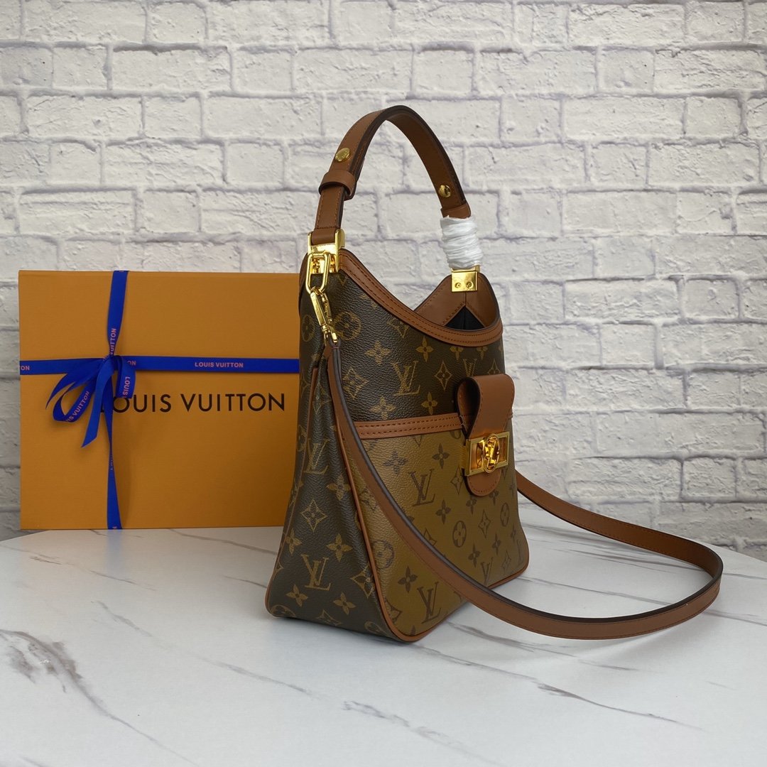 Original Copy Louis Vuitton M45194 Hobo Dauphine PM Monogram Coated Canvas and Monogram