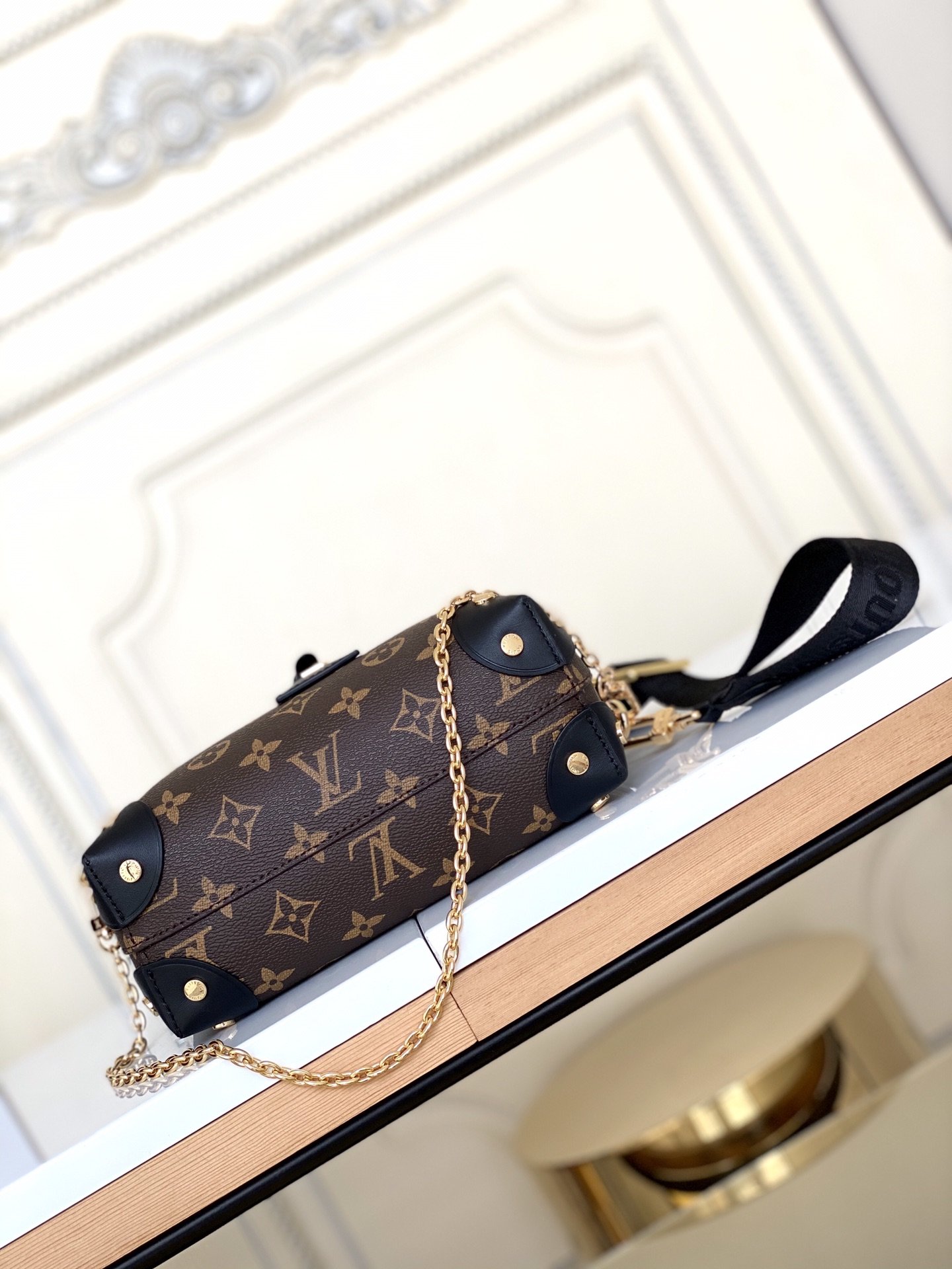 Original Copy Louis Vuitton M45571 Petite Malle Souple Soft Handbag Steeped in the HouseHistory Black Monogram Coated Canvas