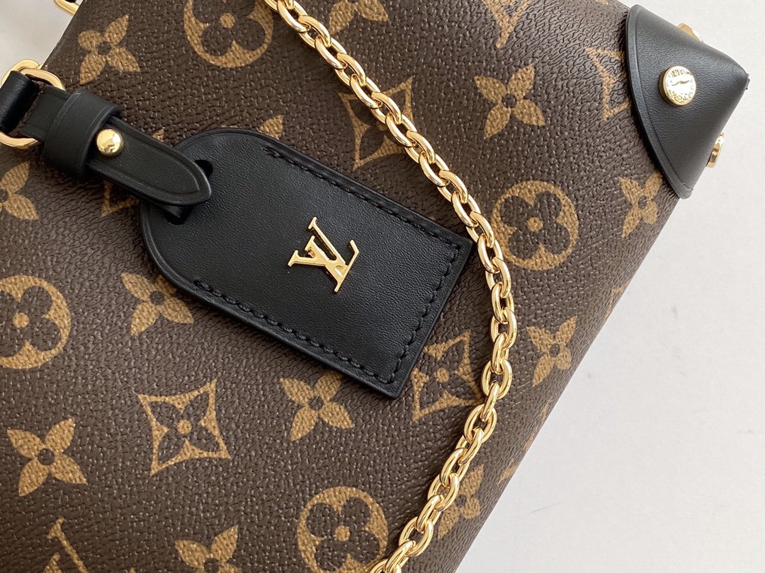 Original Copy Louis Vuitton M45571 Petite Malle Souple Soft Handbag Steeped in the HouseHistory Black Monogram Coated Canvas