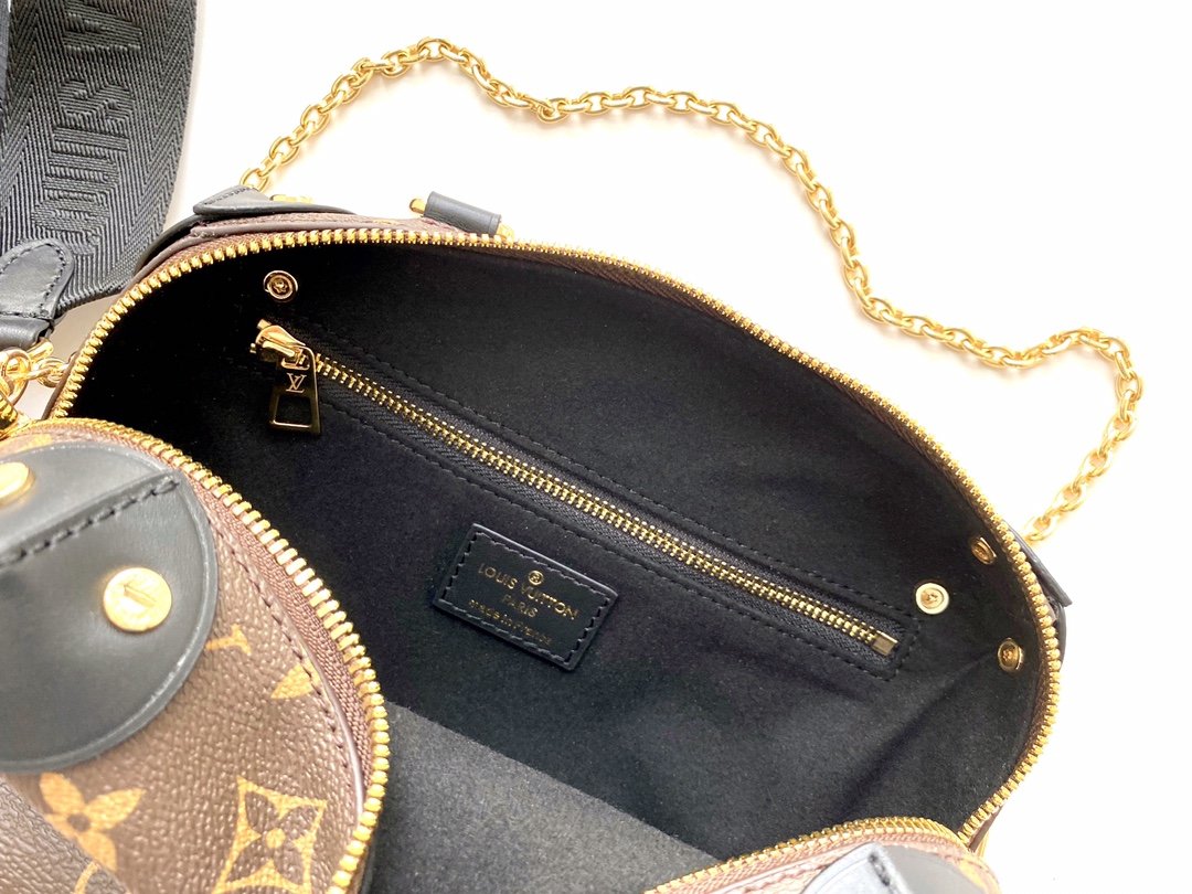 Original Copy Louis Vuitton M45571 Petite Malle Souple Soft Handbag Steeped in the HouseHistory Black Monogram Coated Canvas