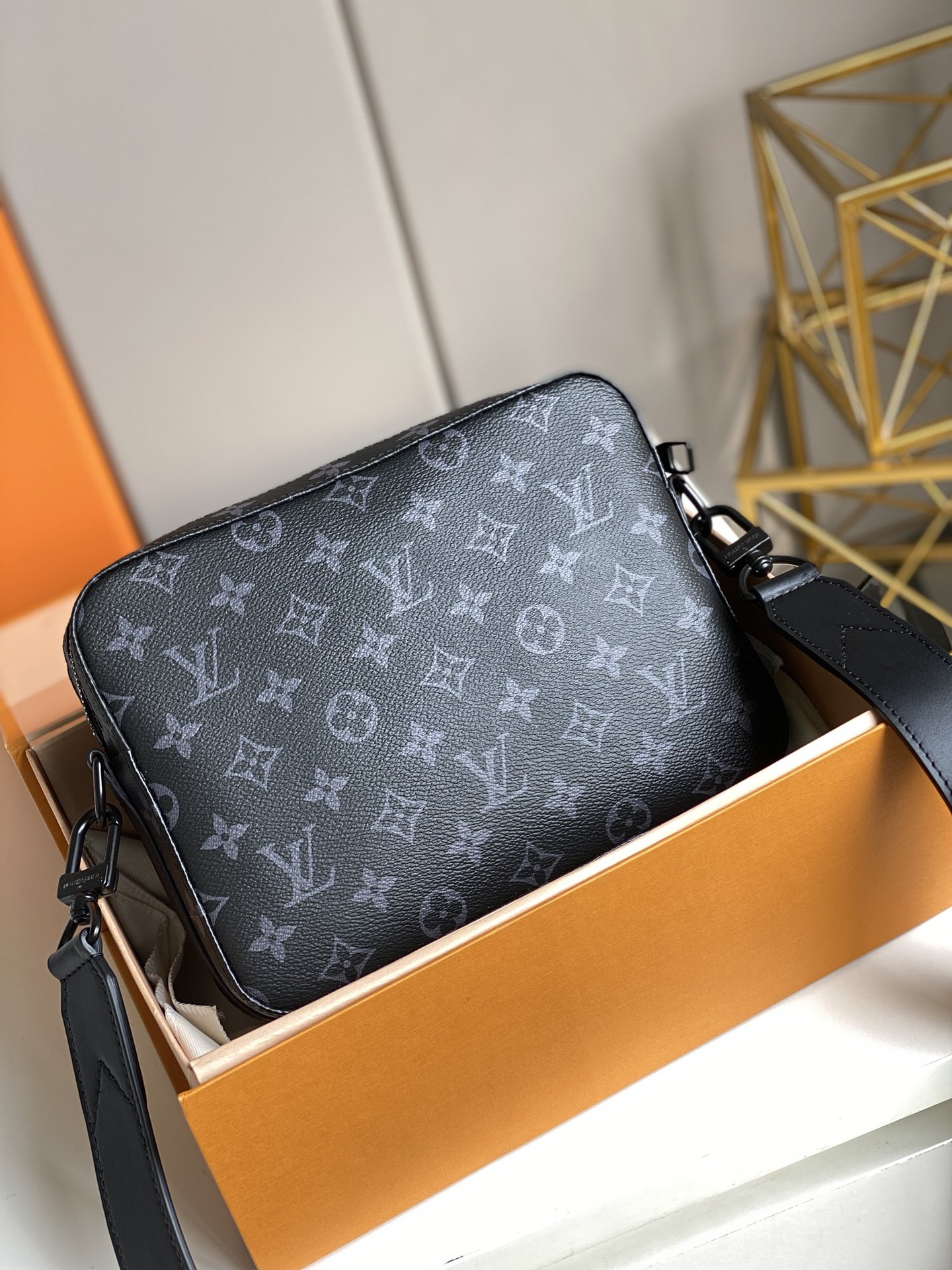 Original Copy Louis Vuitton M45585 Steamer Messenger Monogram Eclipse Coated Canvas