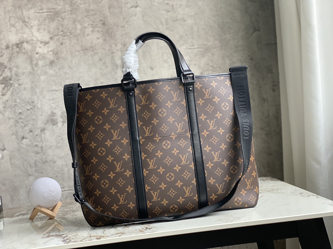 Original Copy Louis Vuitton M45734 Week-End Tote PM Monogram Macassar Coated Canvas