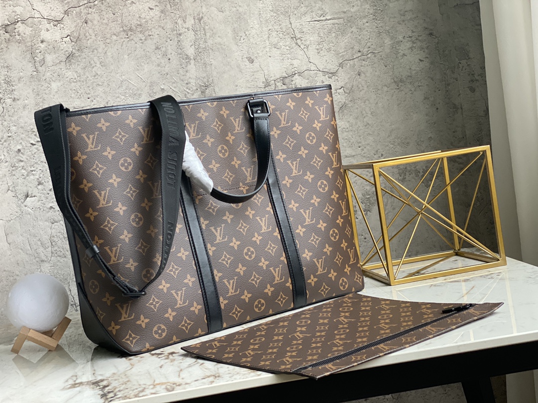 Original Copy Louis Vuitton M45734 Week-End Tote PM Monogram Macassar Coated Canvas