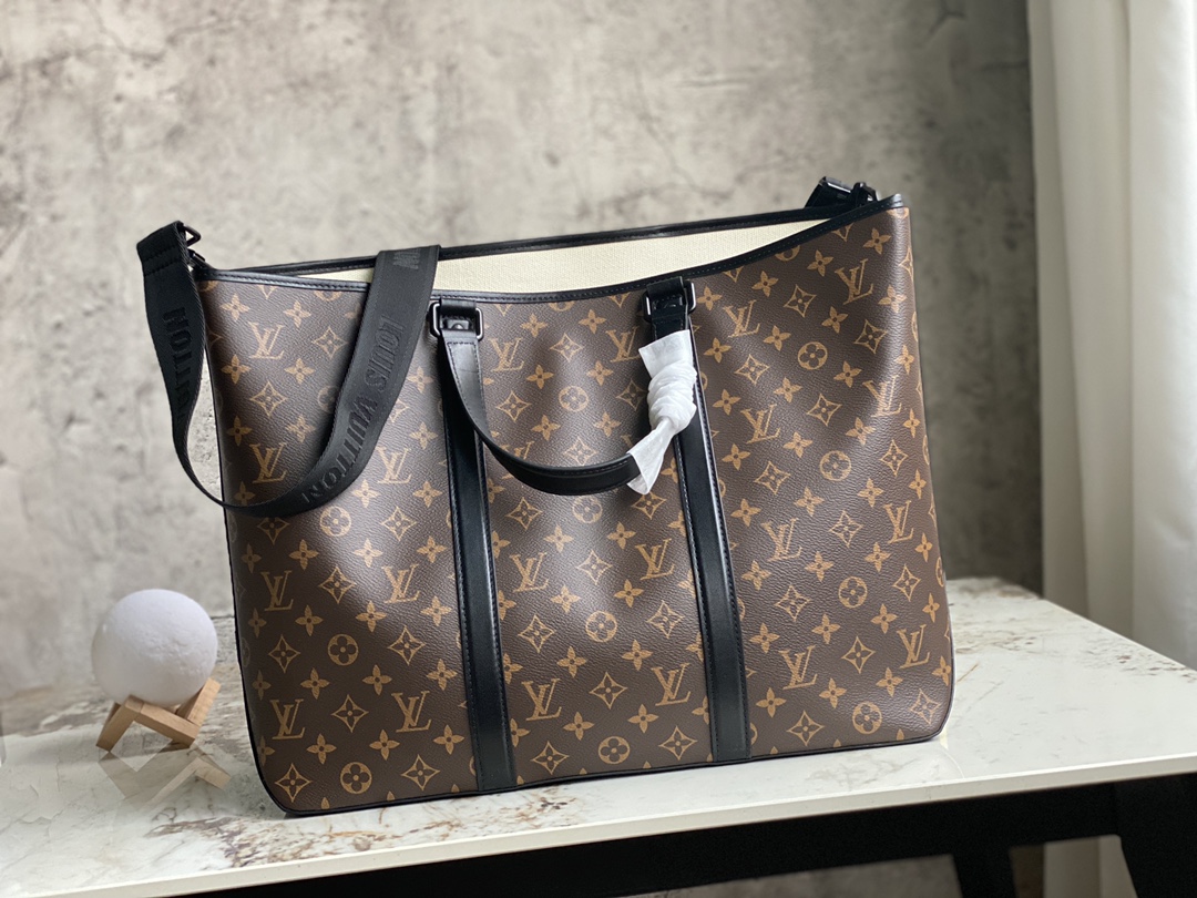 Original Copy Louis Vuitton M45734 Week-End Tote PM Monogram Macassar Coated Canvas