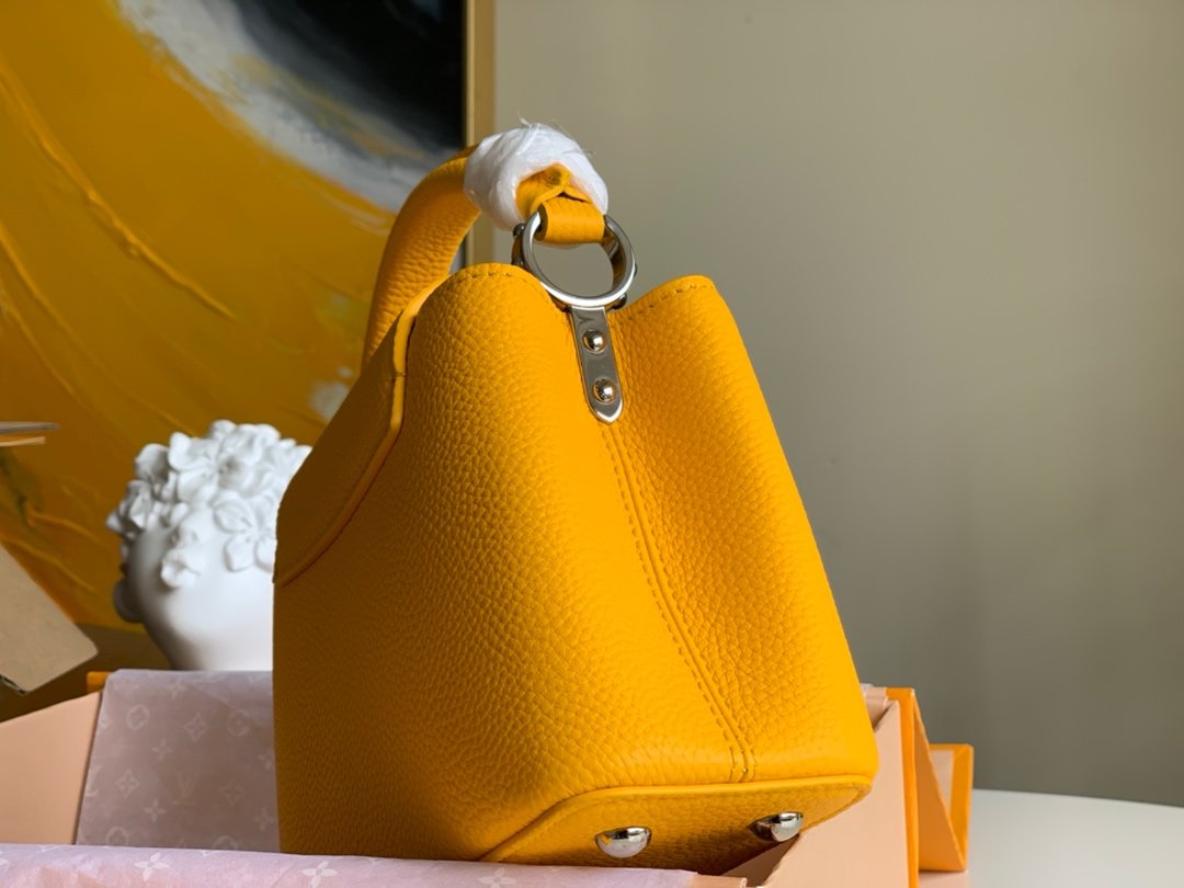 Original Copy Louis Vuitton M56071 Capucines Mini Handbag Taurillon Leather Yellow