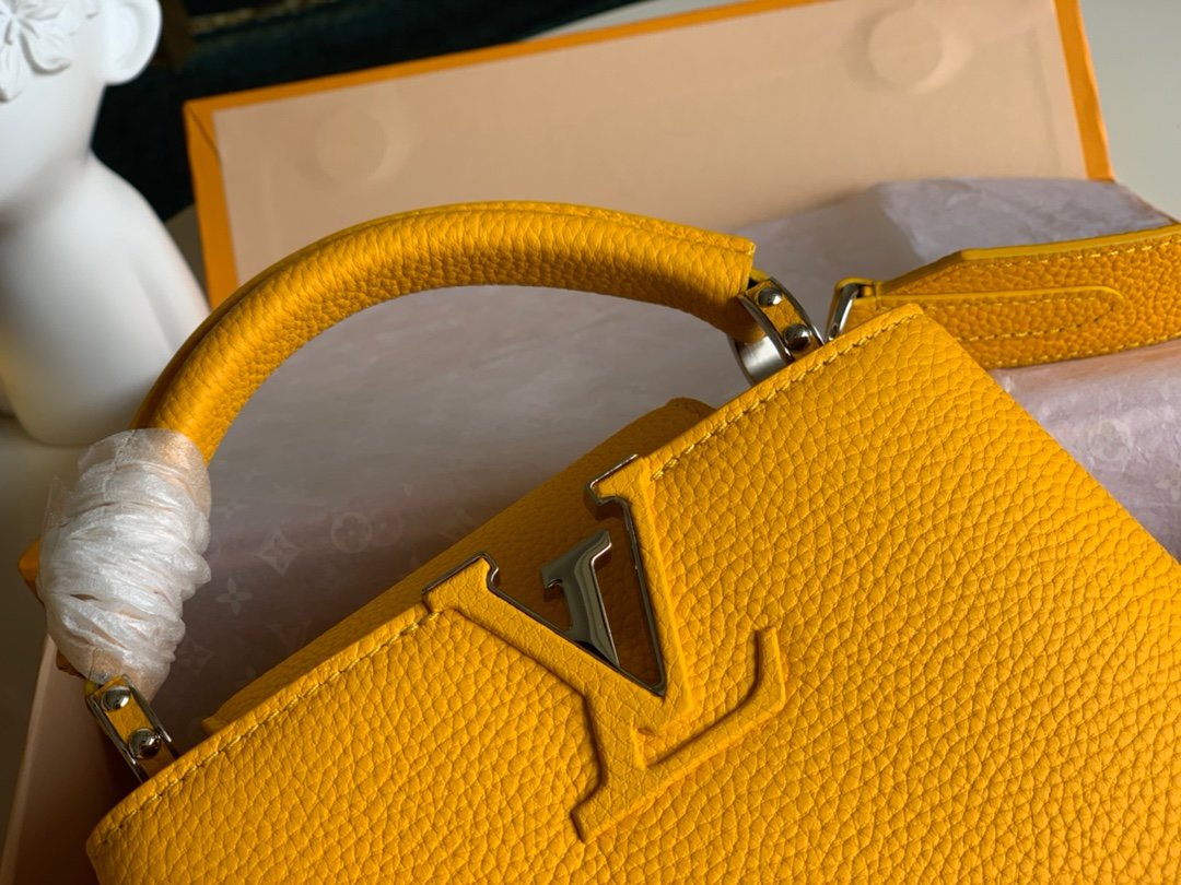 Original Copy Louis Vuitton M56071 Capucines Mini Handbag Taurillon Leather Yellow