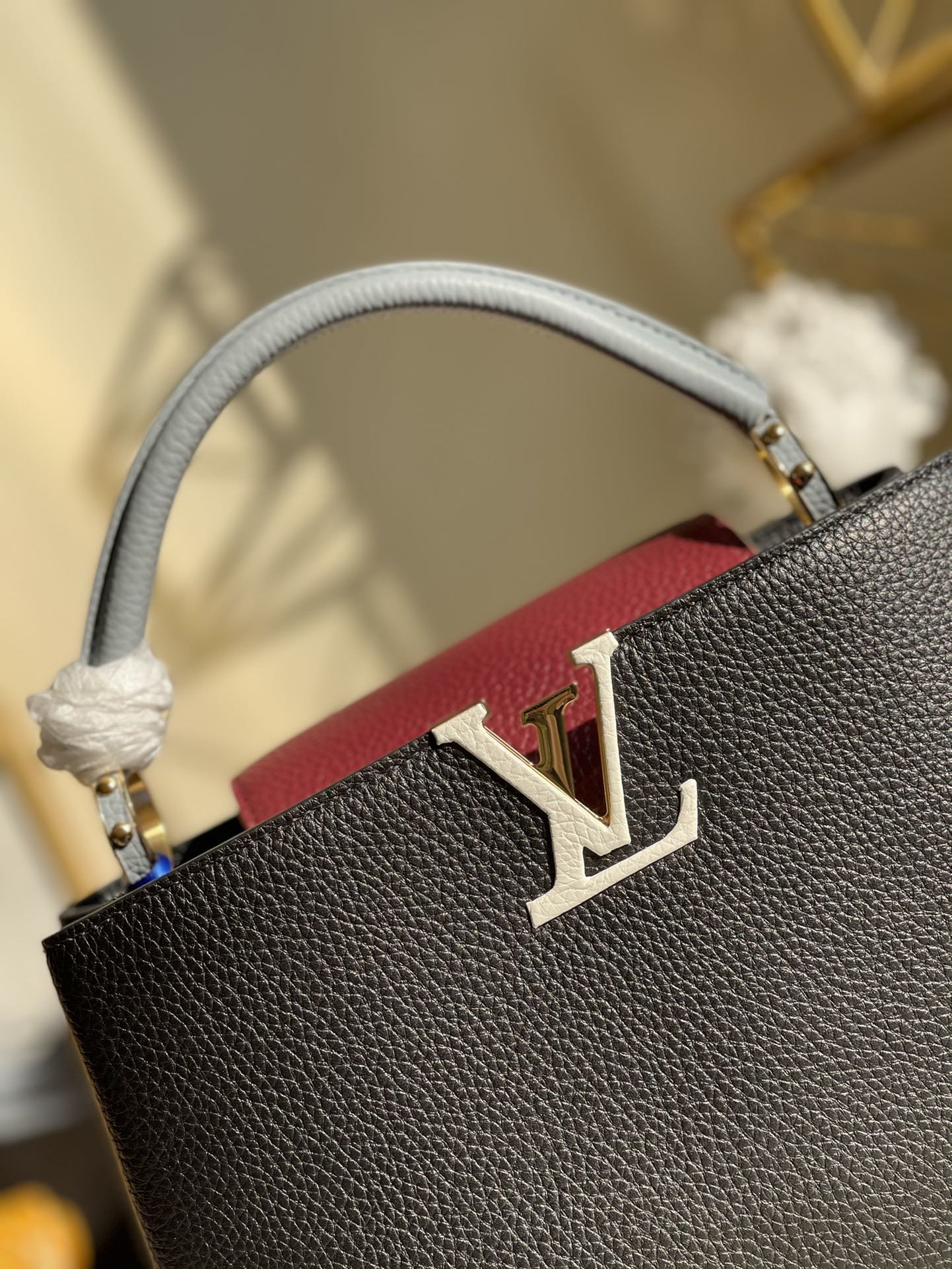 Original Copy Louis Vuitton M57221 Capucines PM Refined Colorblock Accents Taurillon Leather