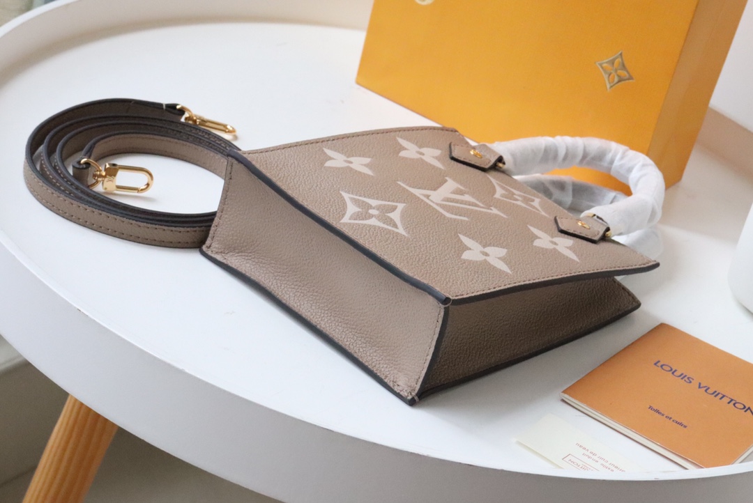 Original Copy Louis Vuitton M57937 Petit Sac Plat Monogram Empreinte Embossed Supple Grained Cowhide Leather Gray