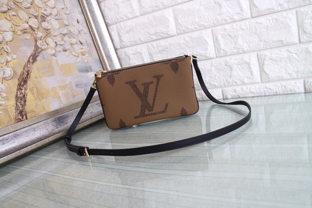 Original Copy Louis Vuitton M69203 Double Zip Pochette Monogram Giant Reverse and Monogram Coated Canvas