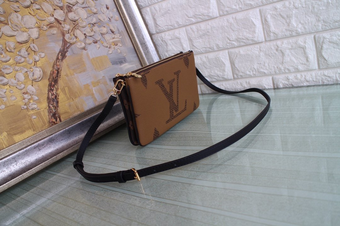 Original Copy Louis Vuitton M69203 Double Zip Pochette Monogram Giant Reverse and Monogram Coated Canvas