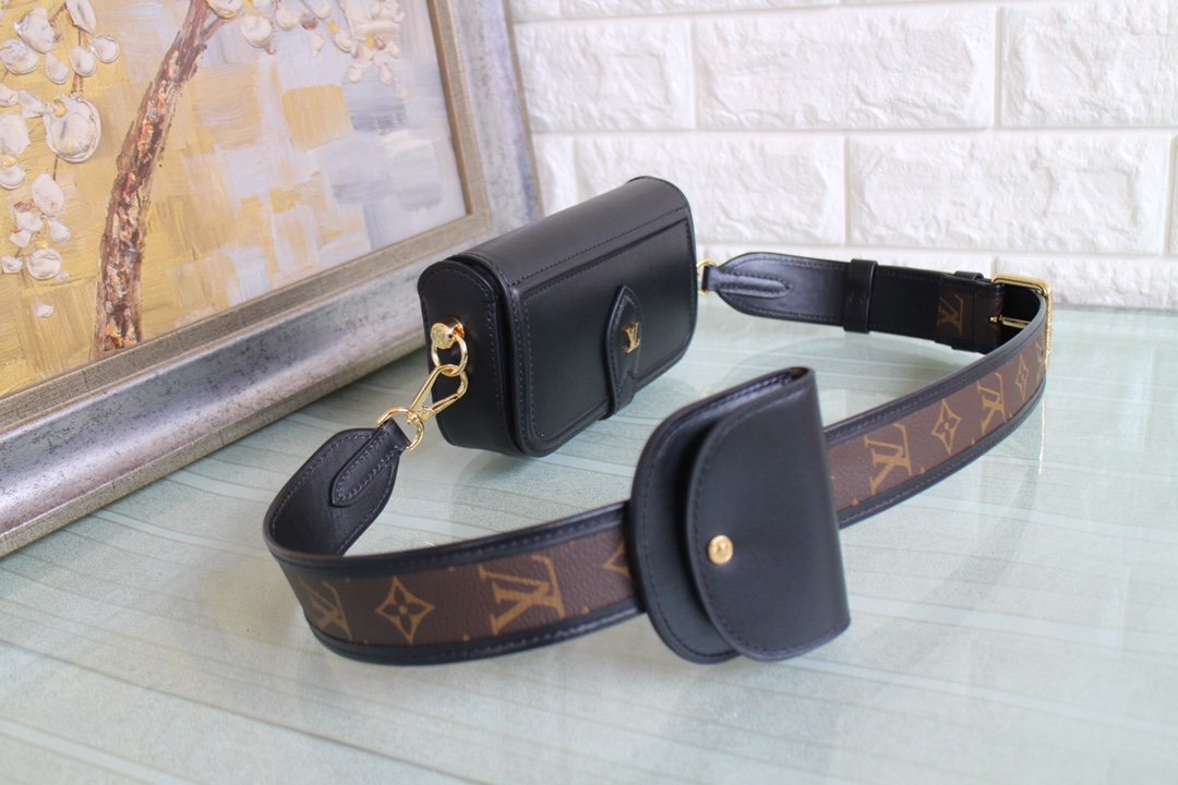 Original Copy Louis Vuitton M69841 Officier Cowhide-leather and Monogram Coated-Canvas Strap