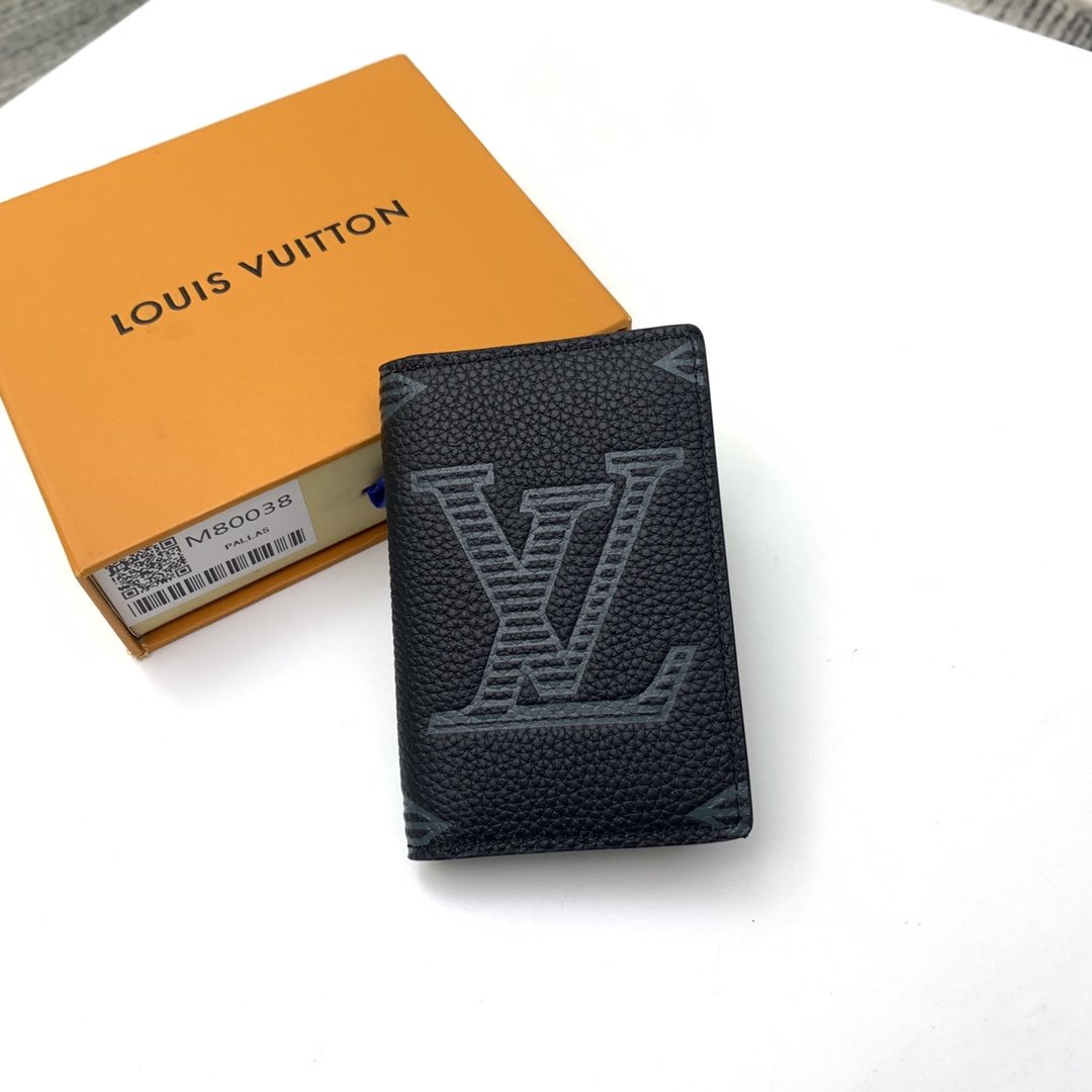 Original Copy Louis Vuitton M80038 Pocket Organizer Wallet Taurillon Shadow Leather