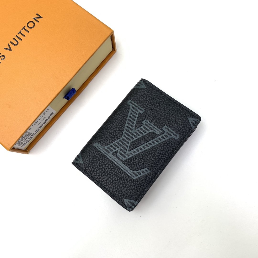 Original Copy Louis Vuitton M80038 Pocket Organizer Wallet Taurillon Shadow Leather