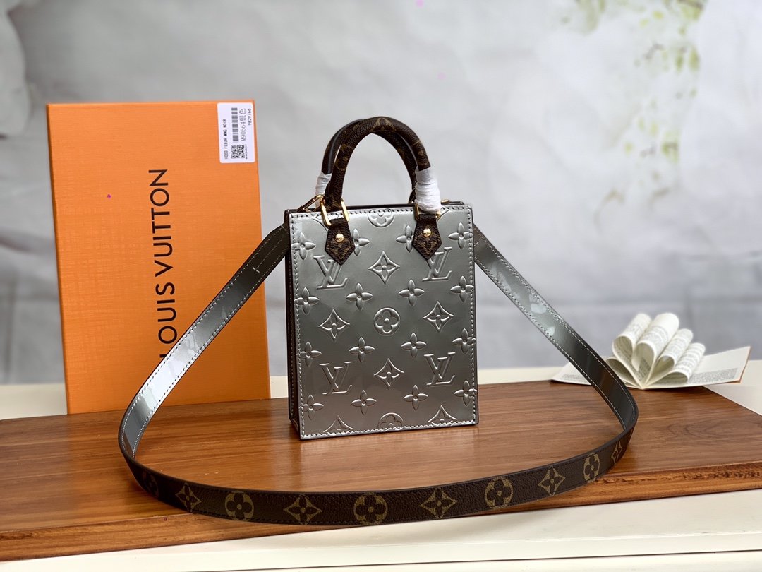 Original Copy Louis Vuitton M90564 Petit Sac Plat Metallic Taupe Grey