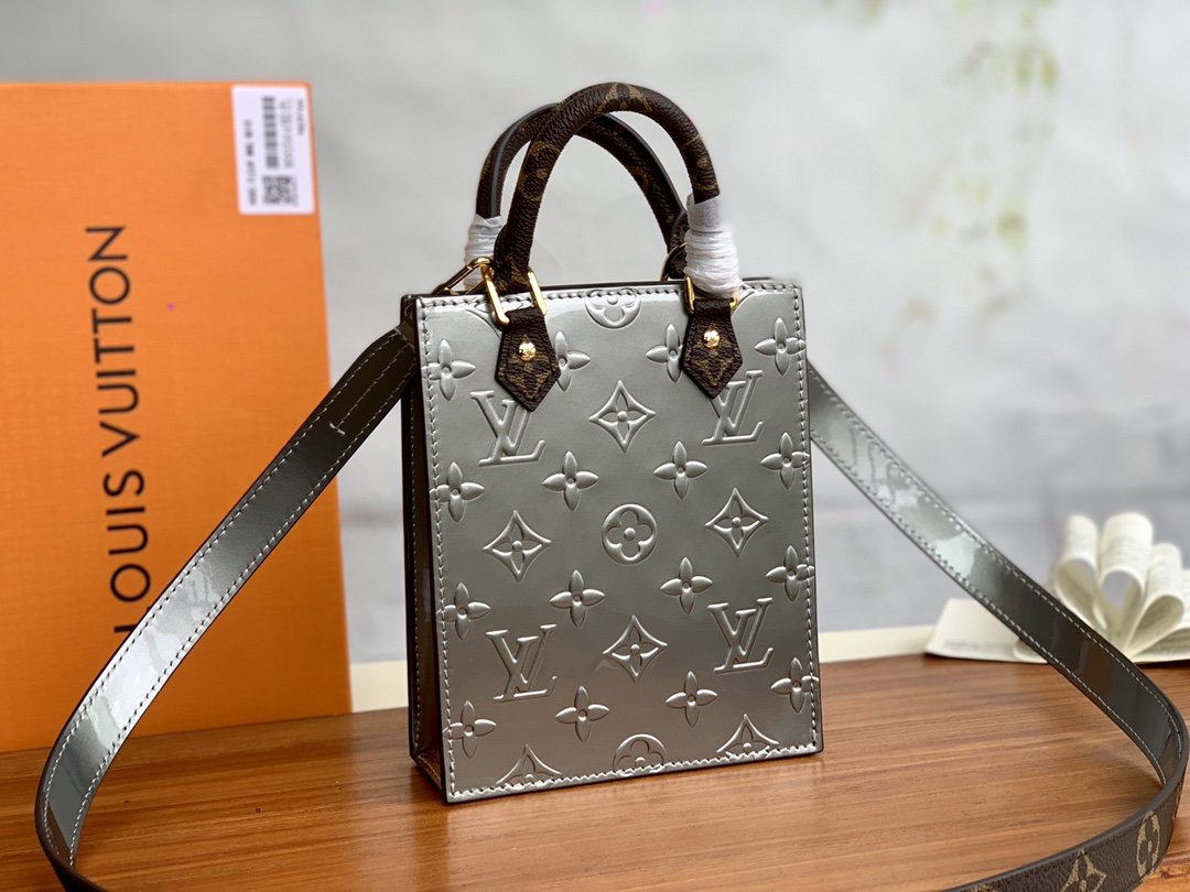 Original Copy Louis Vuitton M90564 Petit Sac Plat Metallic Taupe Grey