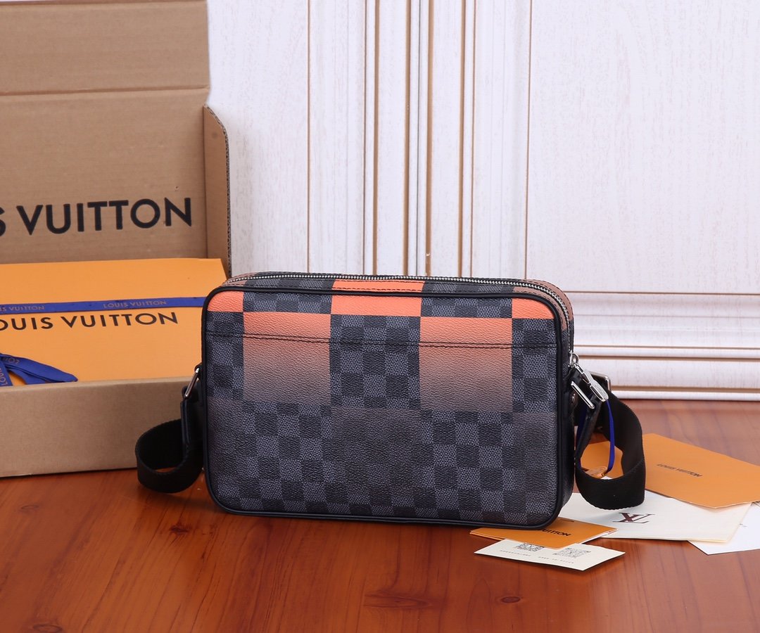 Original Copy Louis Vuitton N40421 Alpha Messenger Orange Damier Graphite Giant Coated Canvas