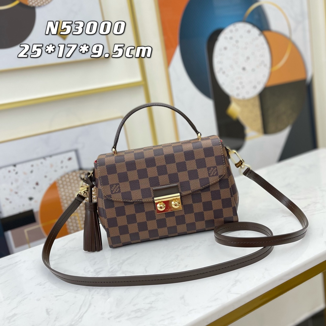 Original Copy Louis Vuitton N53000 Women Croisette Bag Damier Ebene Coated Canvas