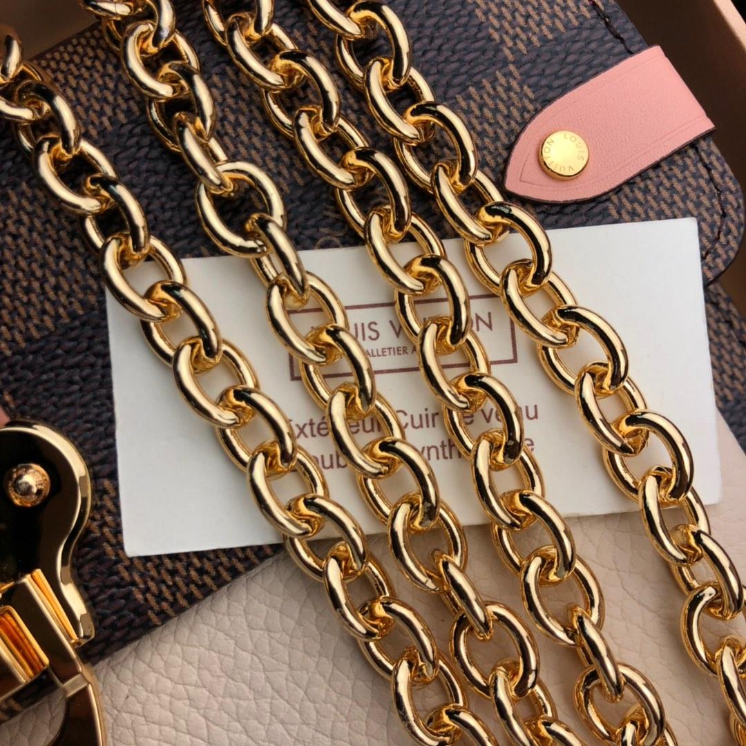 Original Copy Louis Vuitton N60237 Vavin Chain Wallet Damier Ebene Coated Canvas and Cowhide Leather Creme