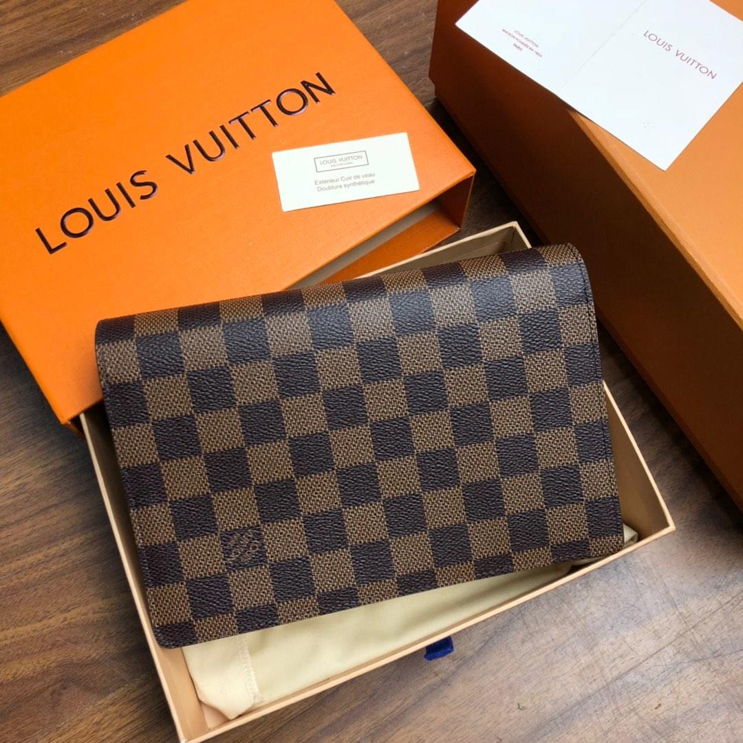 Original Copy Louis Vuitton N60237 Vavin Chain Wallet Damier Ebene Coated Canvas and Cowhide Leather Creme