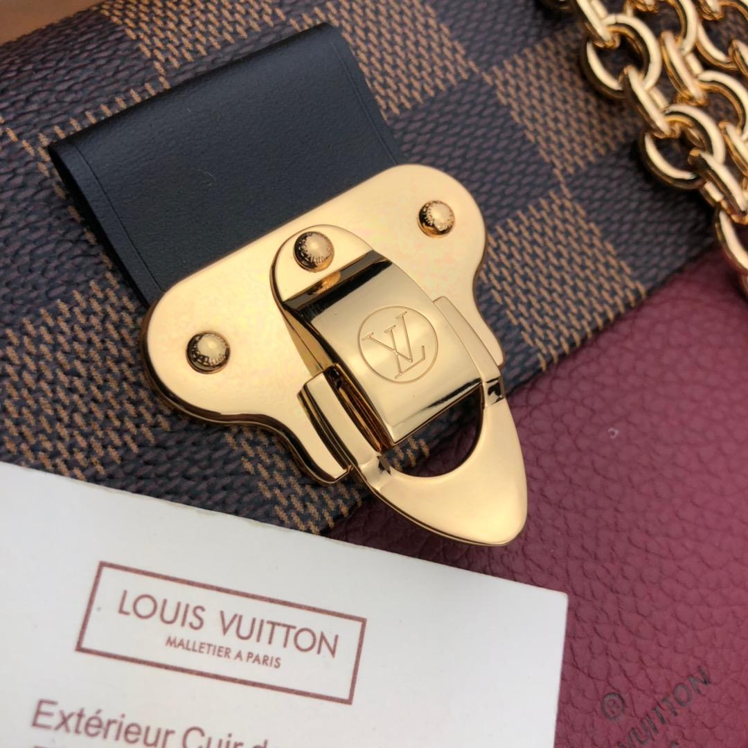 Original Copy Louis Vuitton N60237 Vavin-Chain Wallet Damier Ebene Coated Canvas and Cowhide Leather Ebene