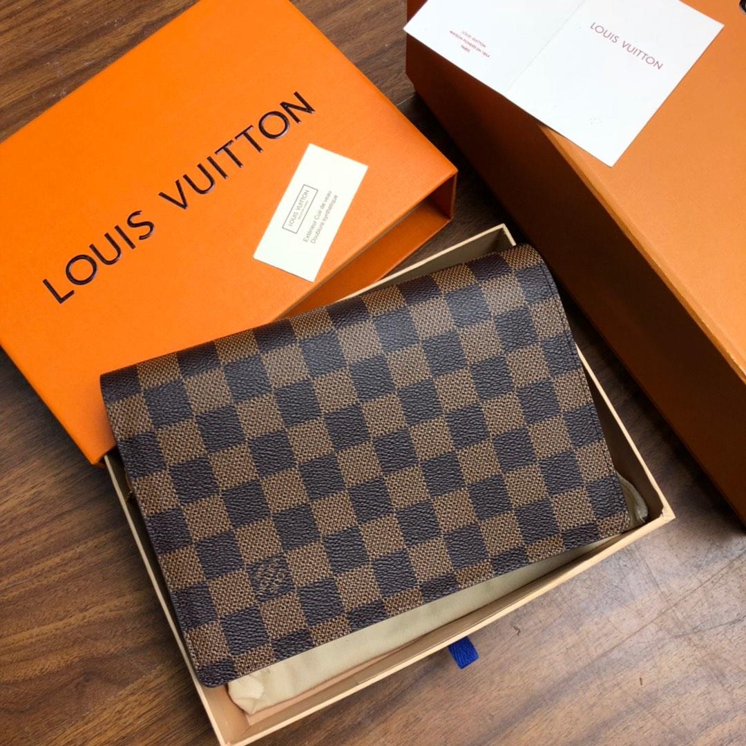 Original Copy Louis Vuitton N60237 Vavin-Chain Wallet Damier Ebene Coated Canvas and Cowhide Leather Ebene