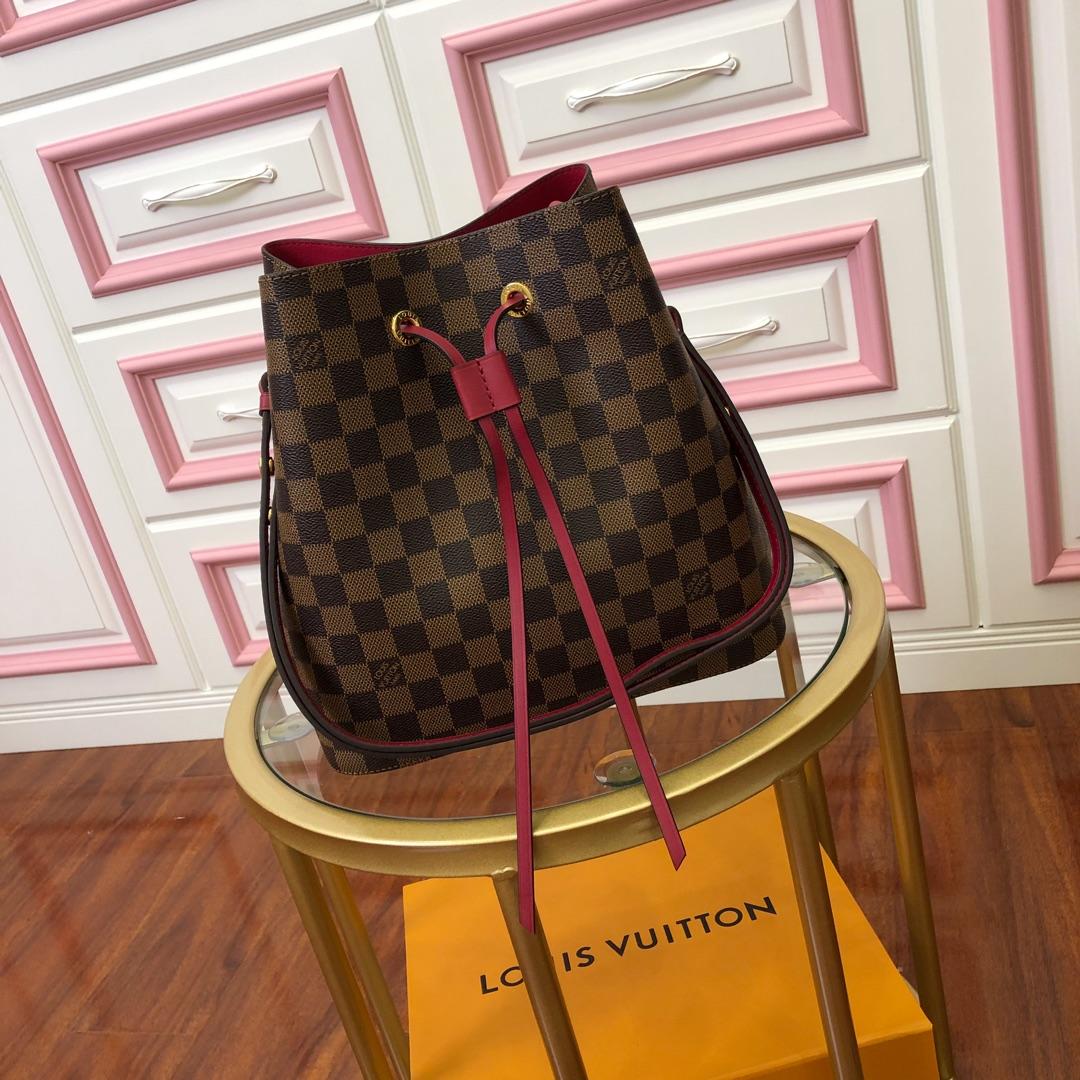 Original Copy Louis Vuitton NeoNoe Bucket Bag Cherry Berry Damier Ebene N40214