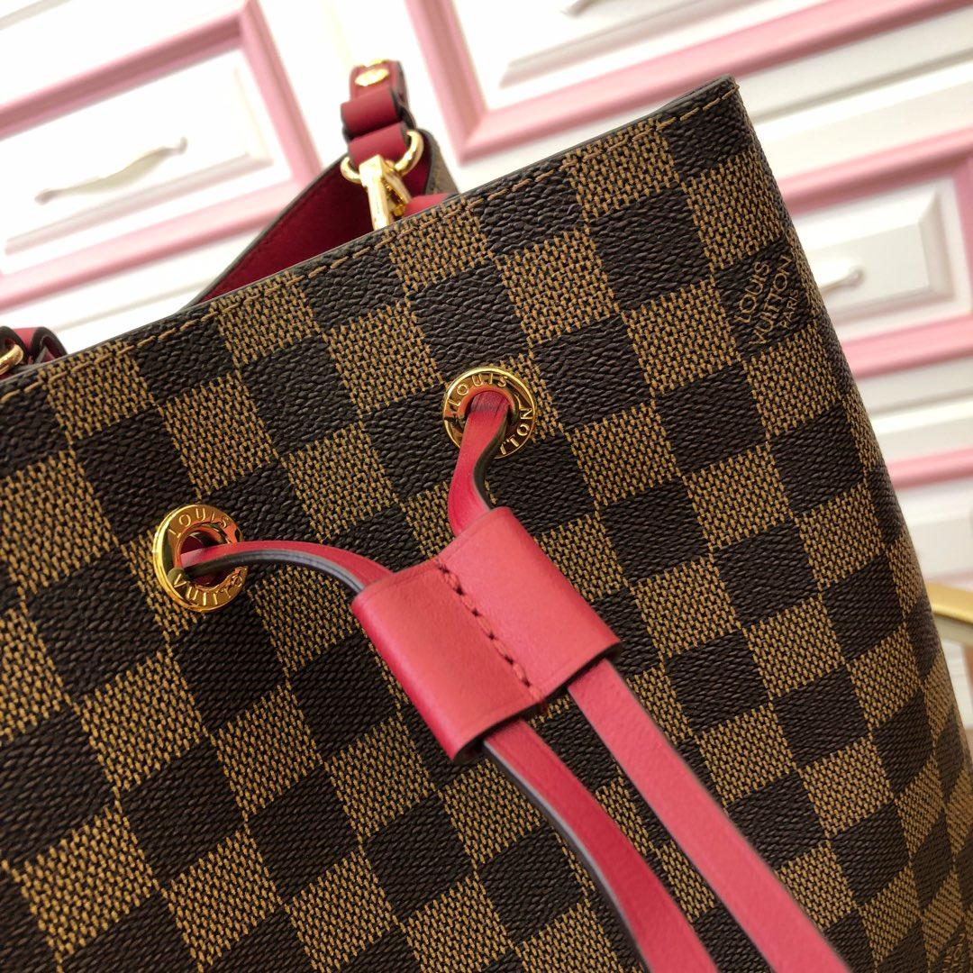 Original Copy Louis Vuitton NeoNoe Bucket Bag Cherry Berry Damier Ebene N40214