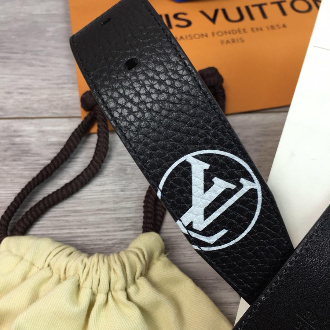 Original Copy Louis Vuitton Width 3.5cm Men Leather Belt With Silver Buckle 040