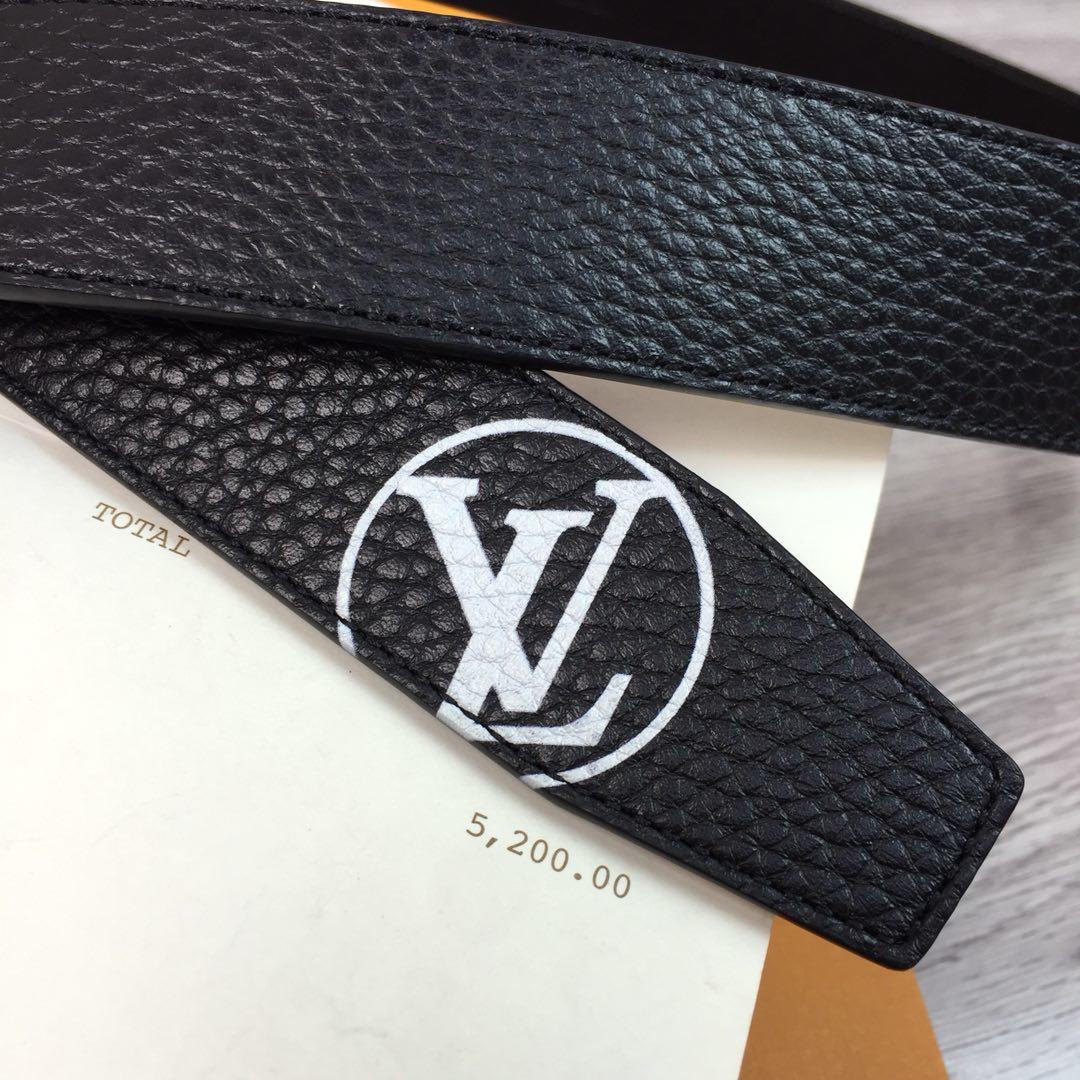 Original Copy Louis Vuitton Width 3.5cm Men Leather Belt With Silver Buckle 040