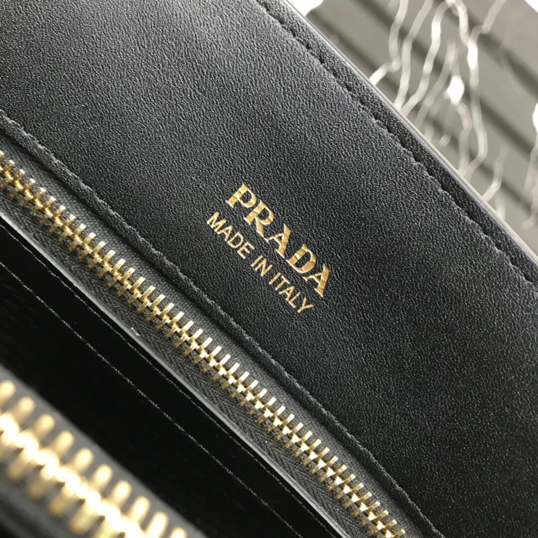 Original Copy Prada 1BA153 Large Saffiano Leather Handbag Black with Red