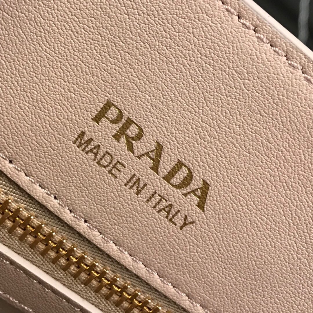 Original Copy Prada 1BA153 Large Saffiano Leather Handbag Light Pink with Black