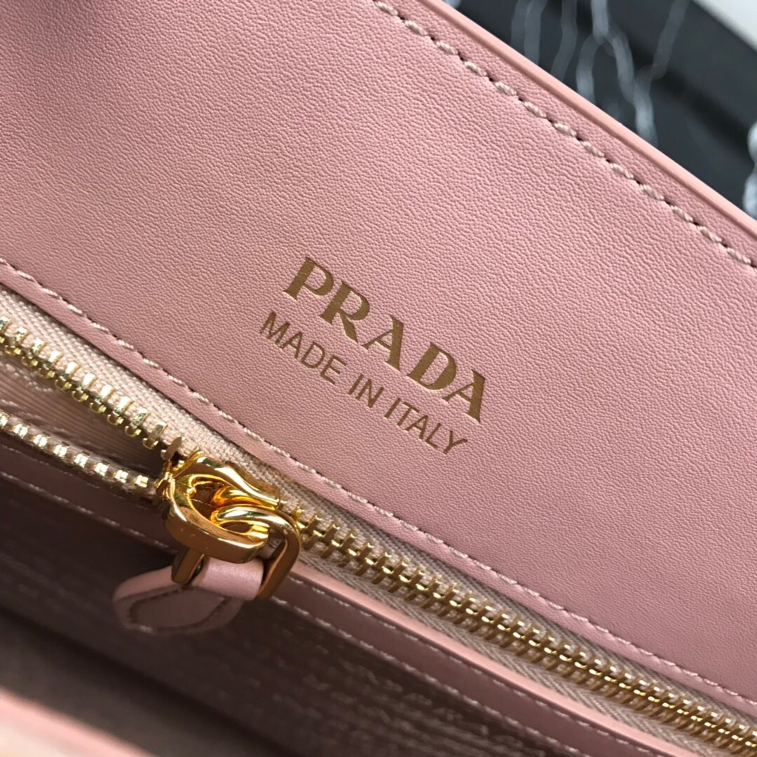 Original Copy Prada 1BA153 Large Saffiano Leather Handbag Pink with Red