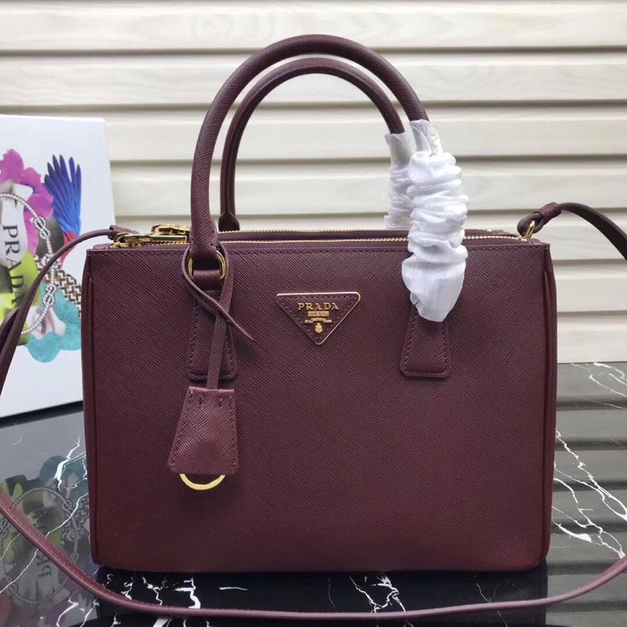 Original Copy Prada Galleria Small Saffiano Leather Bag Dark Red1BA863