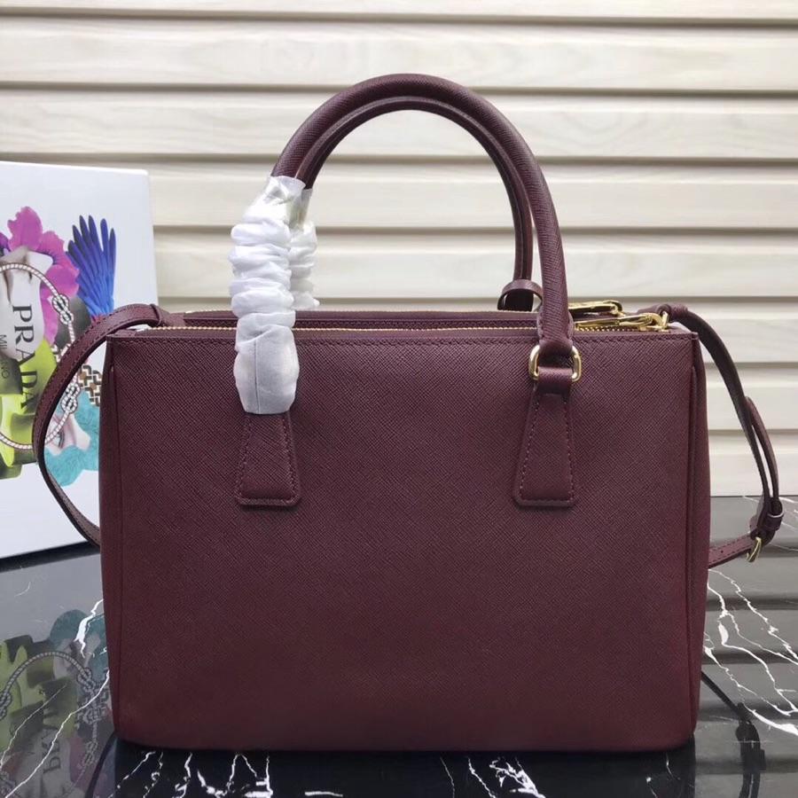 Original Copy Prada Galleria Small Saffiano Leather Bag Dark Red1BA863