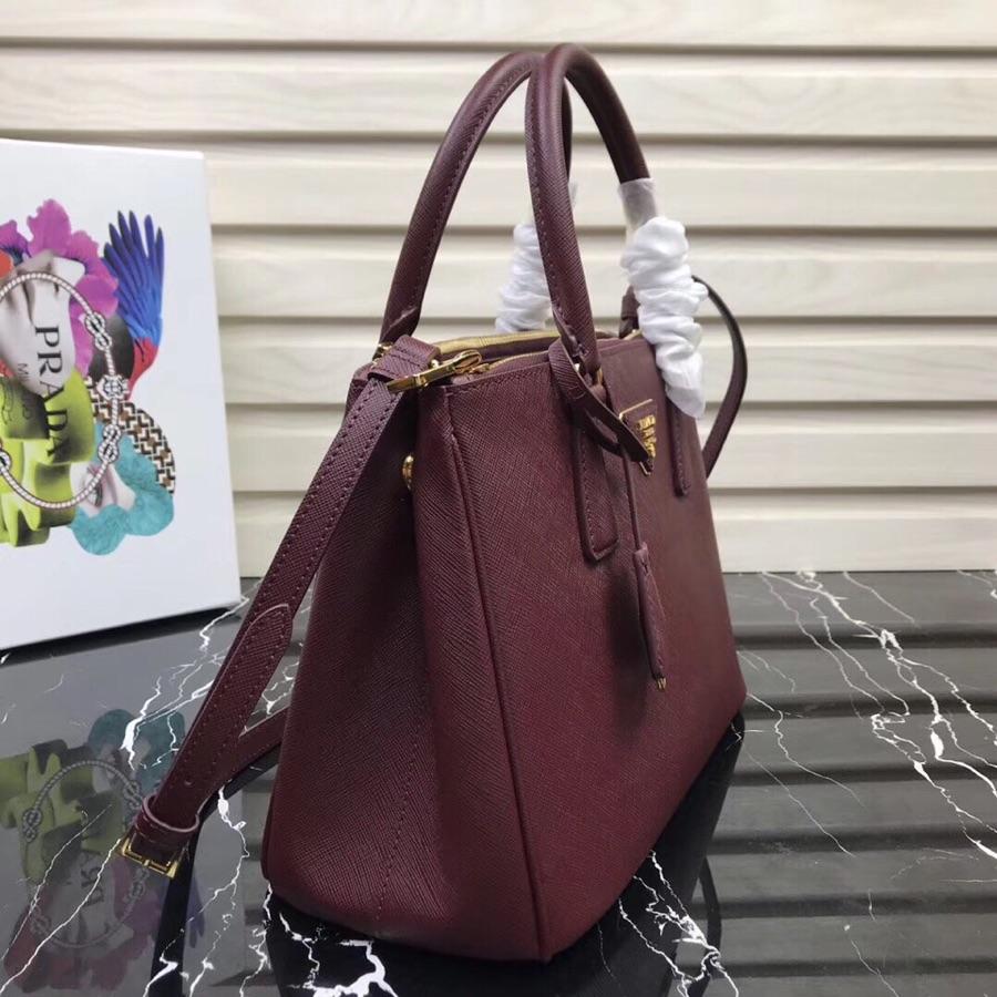 Original Copy Prada Galleria Small Saffiano Leather Bag Dark Red1BA863