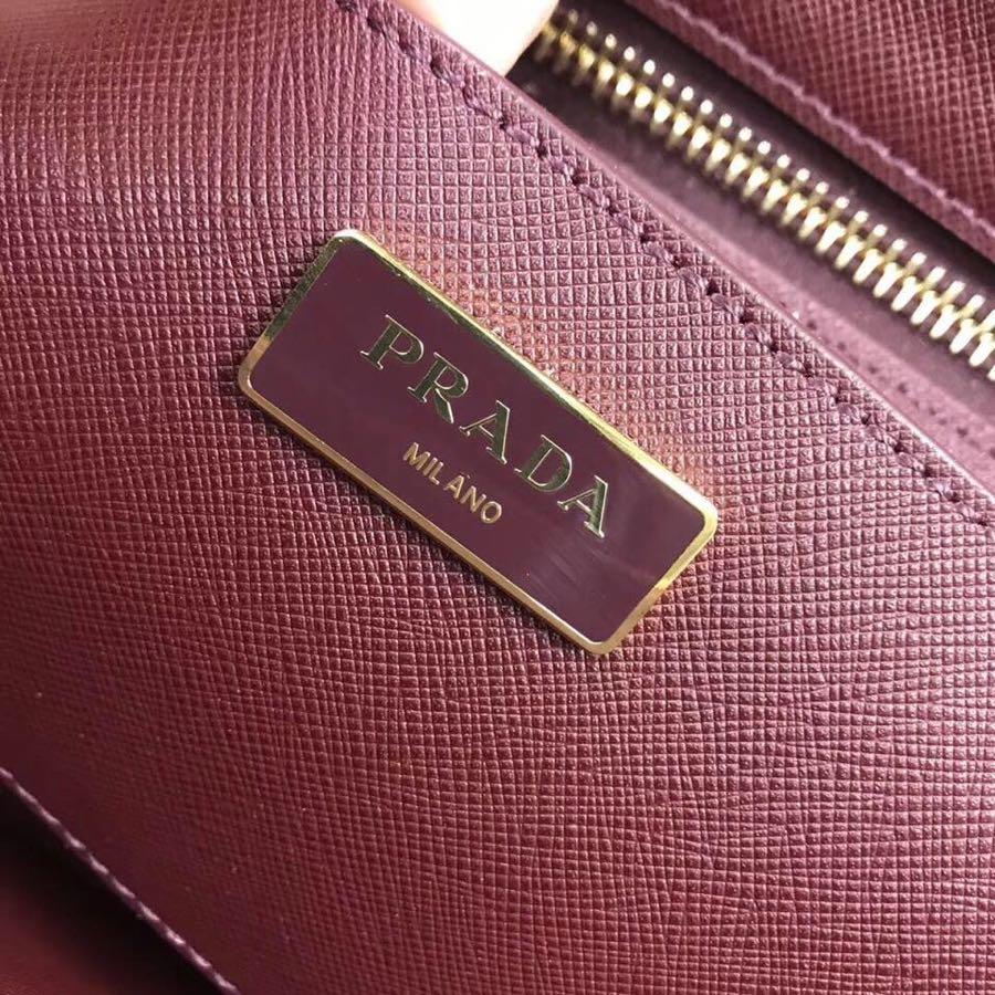 Original Copy Prada Galleria Small Saffiano Leather Bag Dark Red1BA863