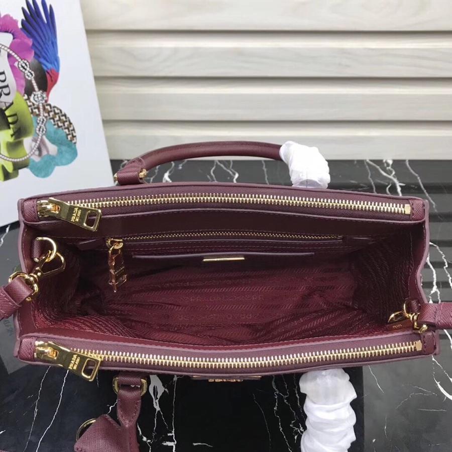 Original Copy Prada Galleria Small Saffiano Leather Bag Dark Red1BA863