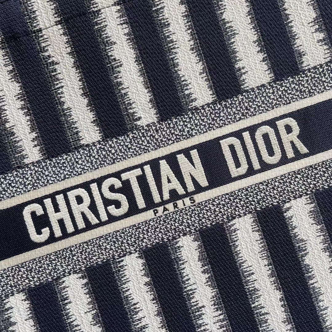 Original Copy S Dior Book Tote Black D-Stripes Embroidery