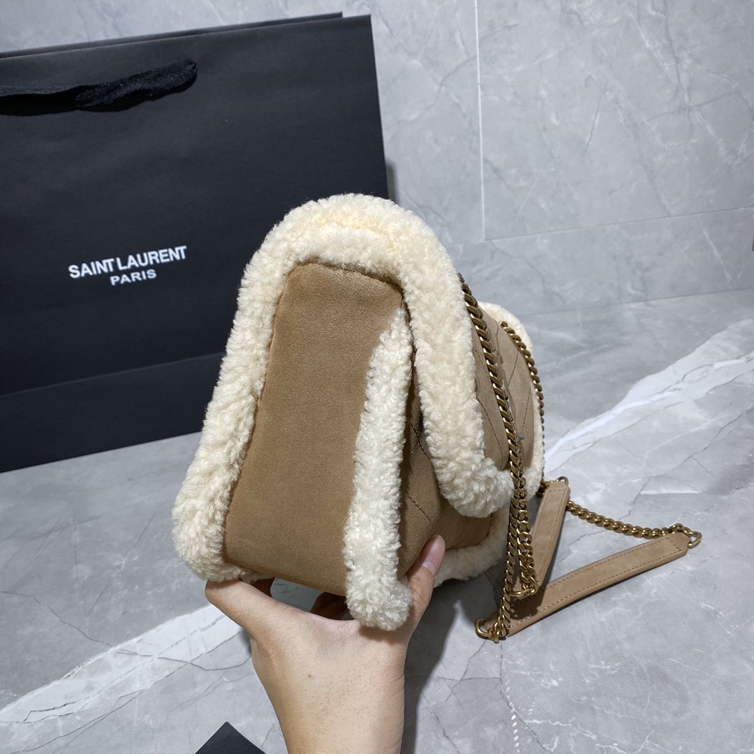 Original Copy Saint Laurent Niki Monogram Bag With Flap in Nubuck and Shearling